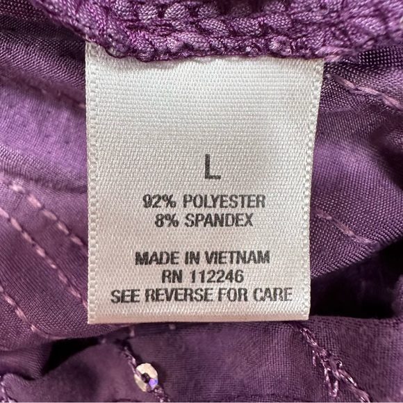 DRESSBARN Purple Summer High Low Sleeveless Sequin Embellished V-Neck Tank Sz L - Picture 13 of 15